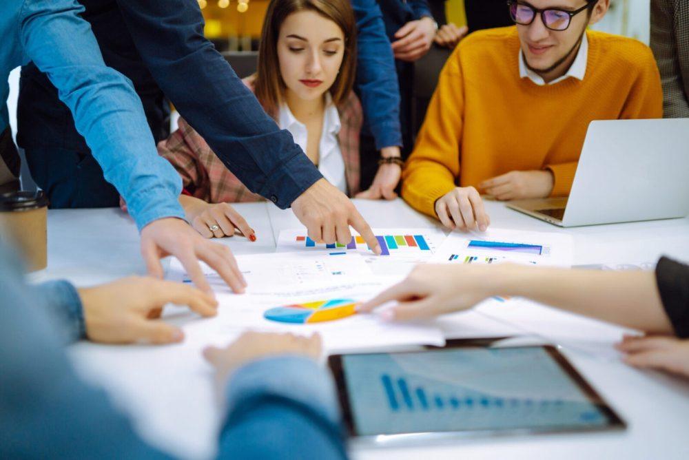 Group of people working on project together
